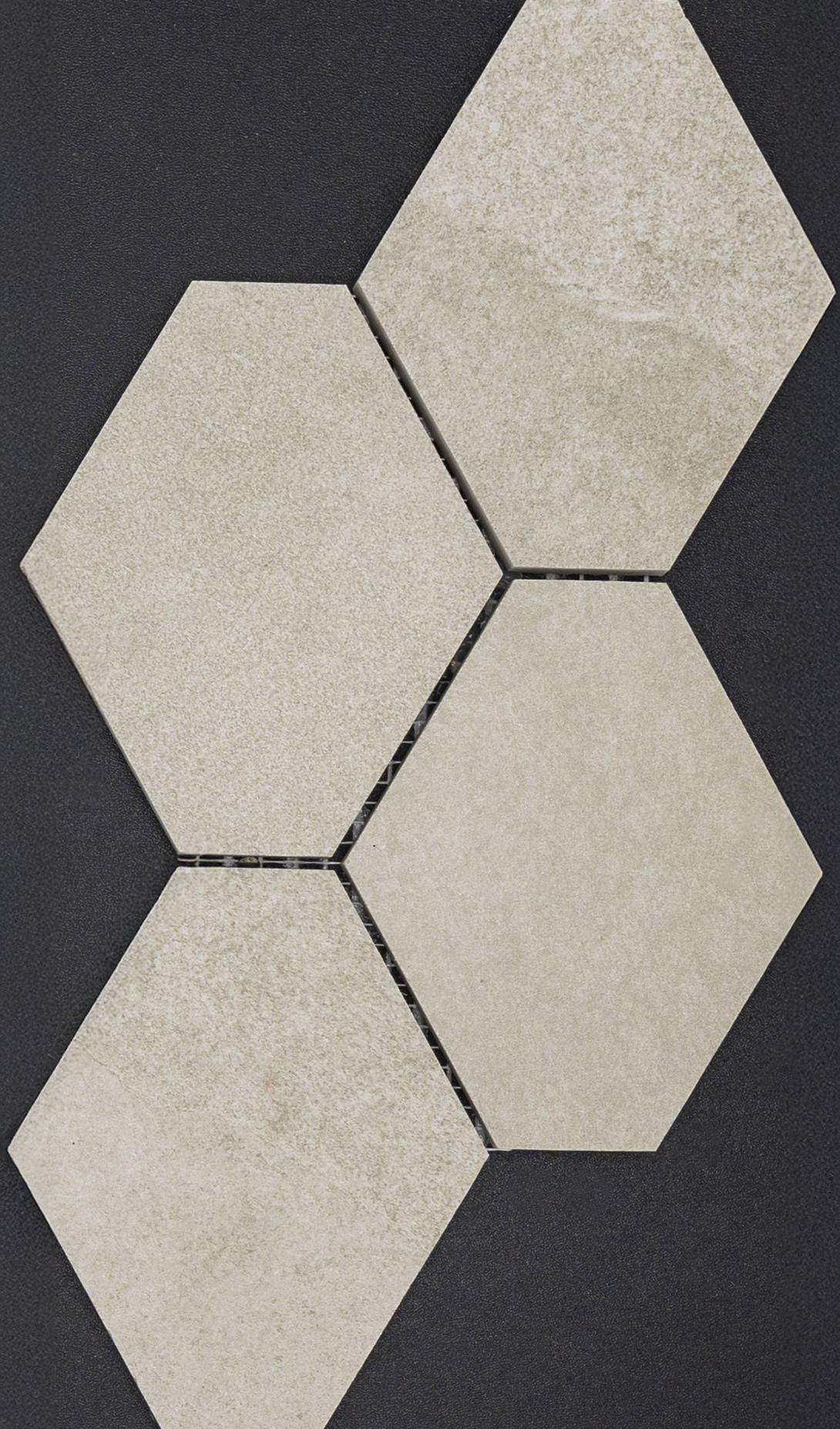 Unicom : Brazilian Slate : Storm Beige 3.75x4.5 Hex Mosaic (6/bx)(.915SF)