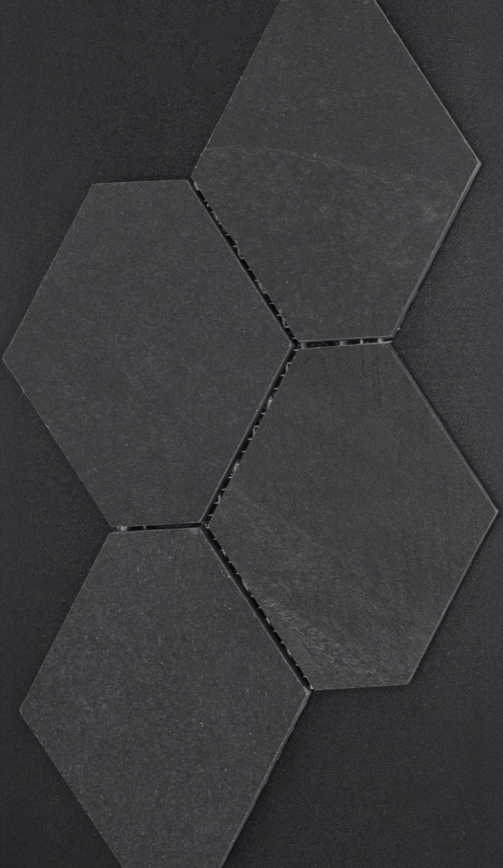 Unicom : Brazilian Slate : Rail Black 3.75x4.5 Hex Mosaic (6/bx)(.915SF)