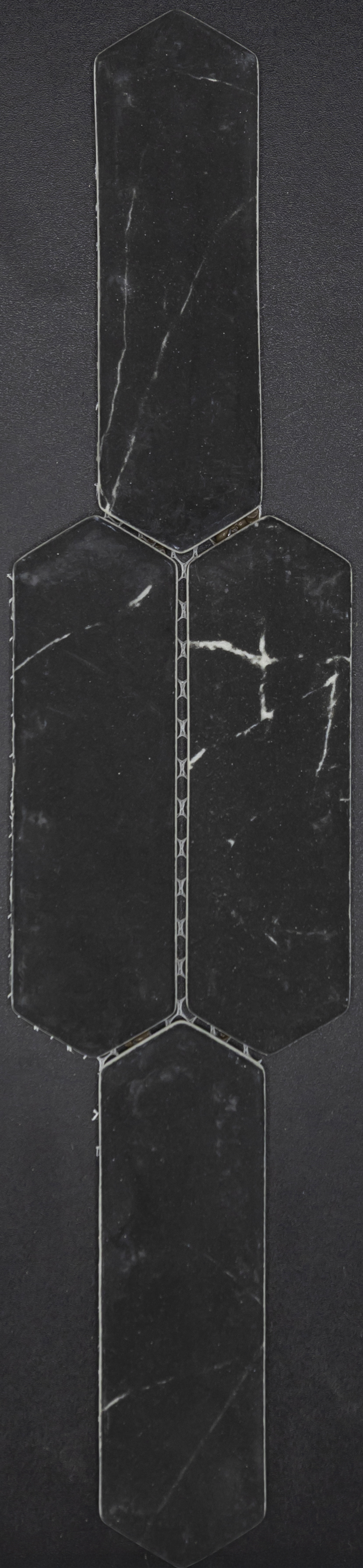 SW : Black Marble Elongated Hex Recycled Glass RCGKP780-EHX
